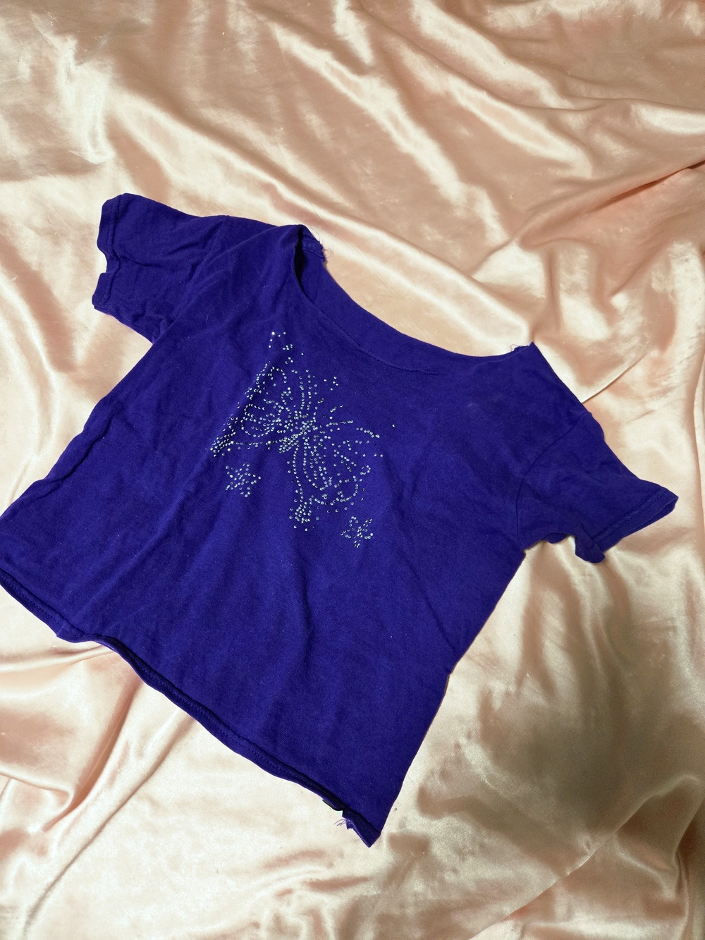 The Children's Place Purple Short Sleeve Tee with Rhinestone Butterfly